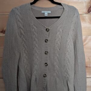 Banana Republic Taupe Cable Knit Cardigan